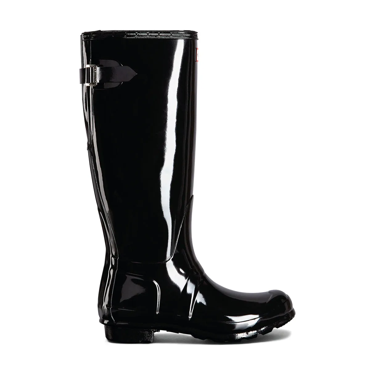 Hunter Women's Tall Back Adjustable Gloss Wellington Boots in Black