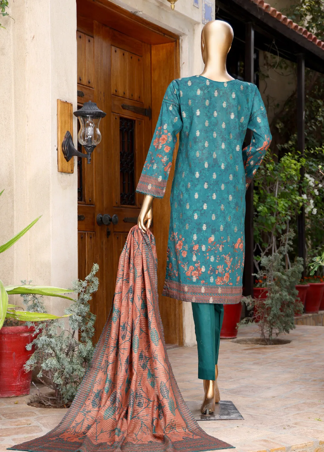 HZ Textile Printed Jacquard Unstitched 3 Piece Suit - HZ24JP 08