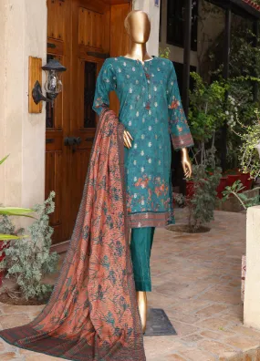 HZ Textile Printed Jacquard Unstitched 3 Piece Suit - HZ24JP 08