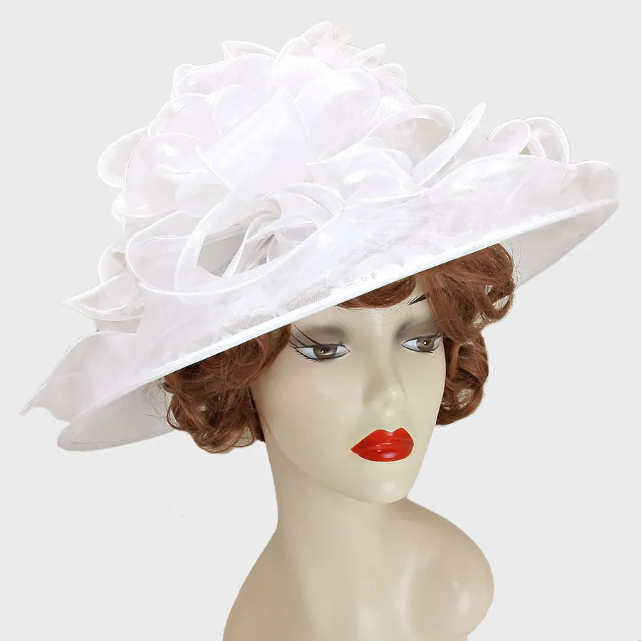 iLLASPARKZ Ribbon Bow Organza Lace Dressy Hat