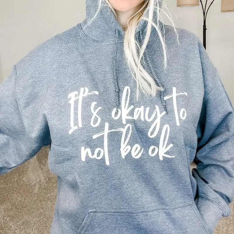 It's Okay to NOT Be Ok Heathered Navy Hoodie