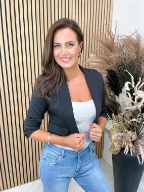 Kim Cropped Blazer - Black