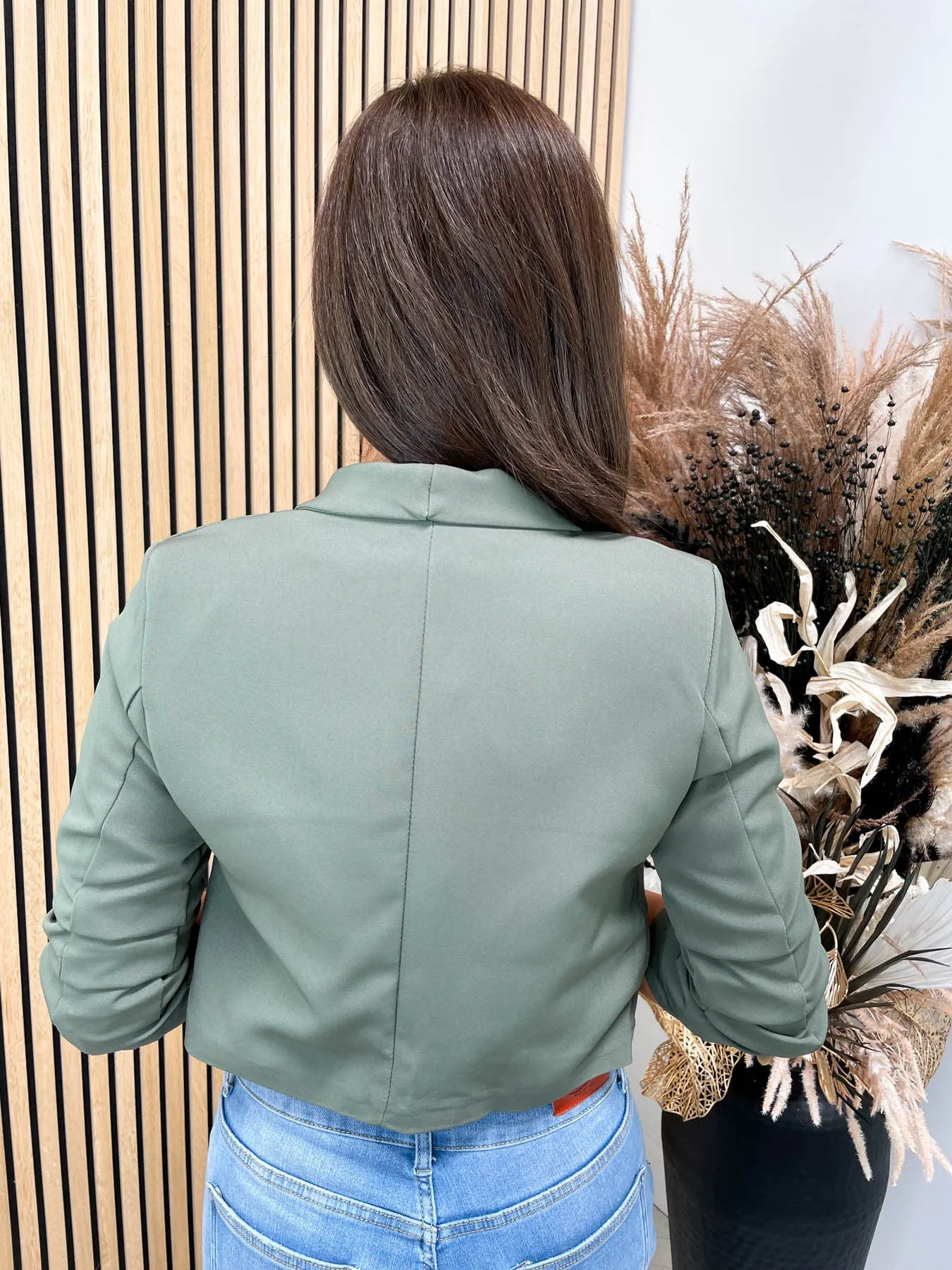 Kim Cropped Blazer - Khaki