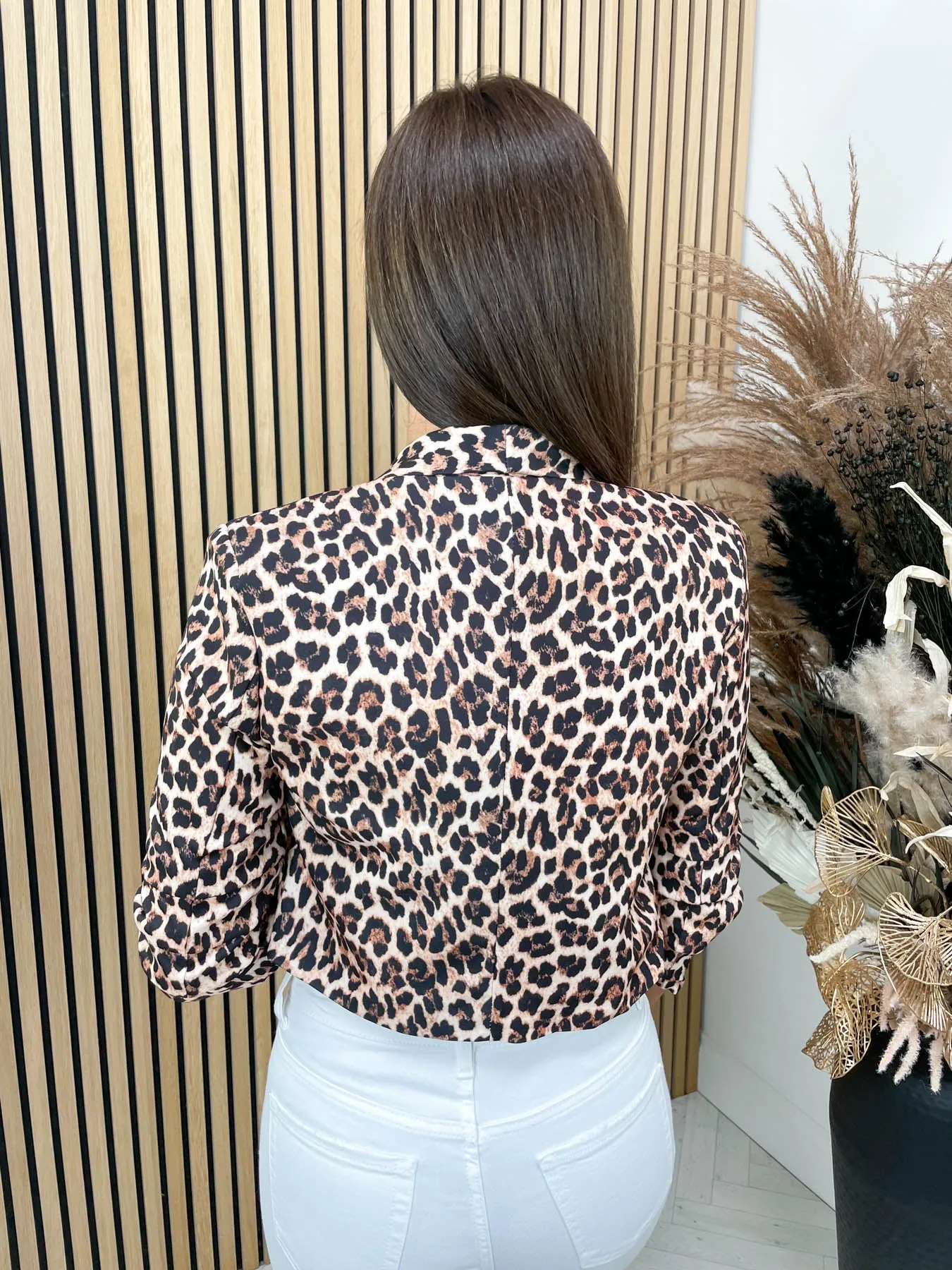 Kim Cropped Blazer - Leopard