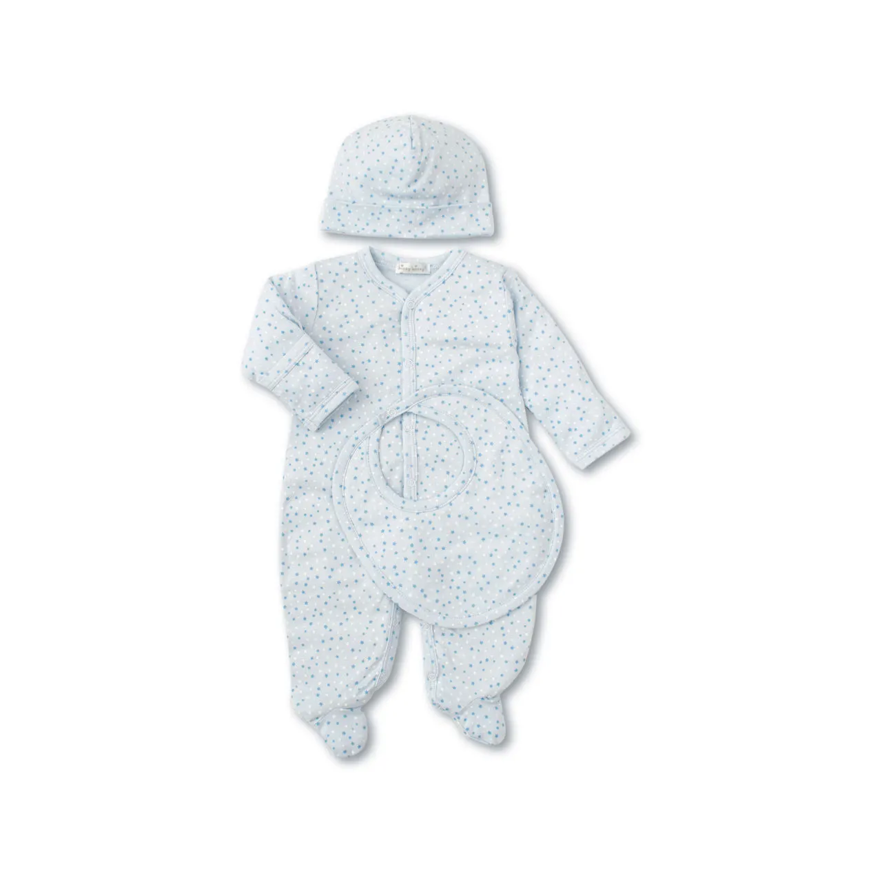 KISSY KISSY Three-Piece Superstars Babygrow, Hat & Bib Set - Light Blue