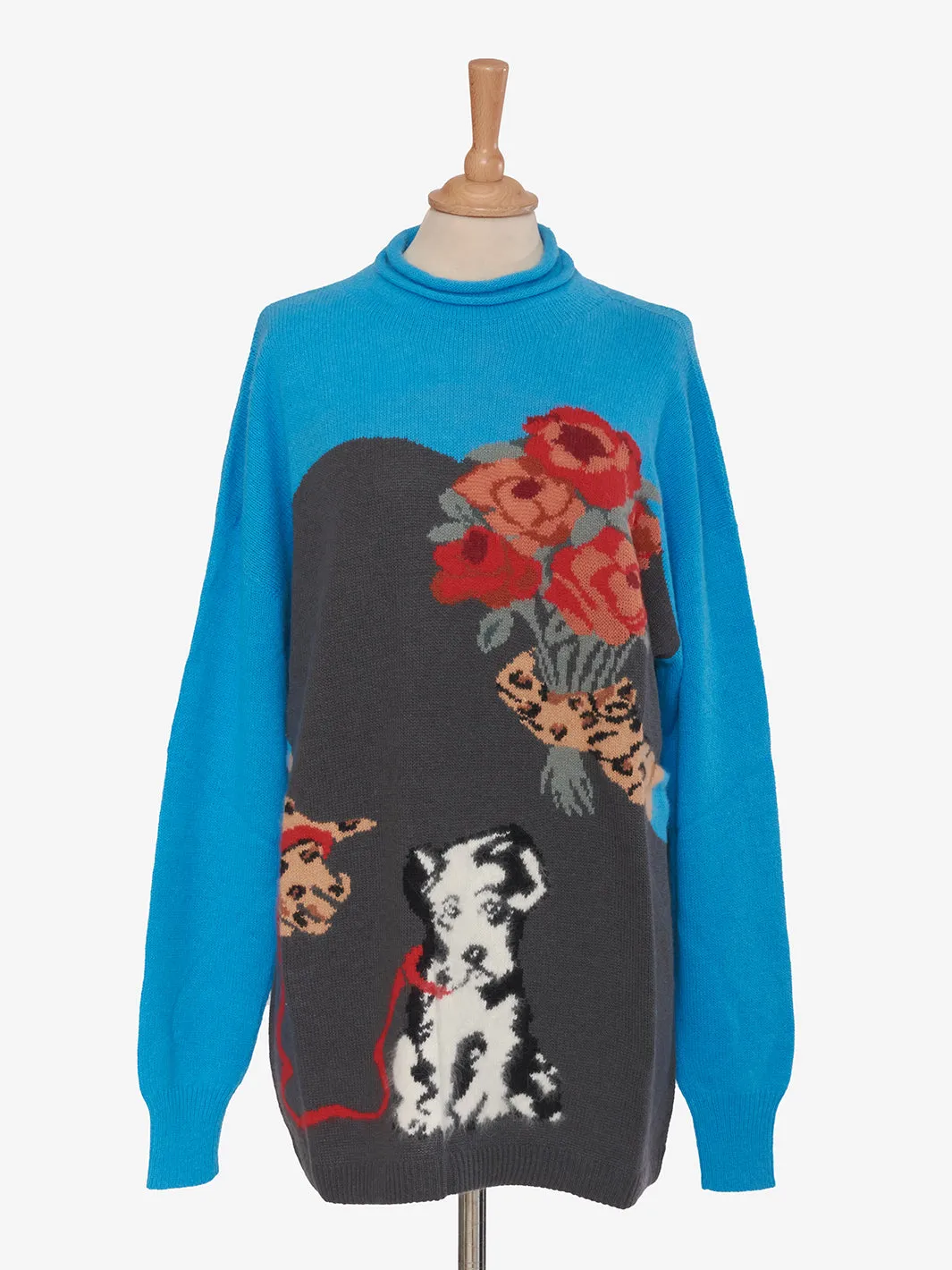 Krizia Sweater embroidered bunch of flowers with dog