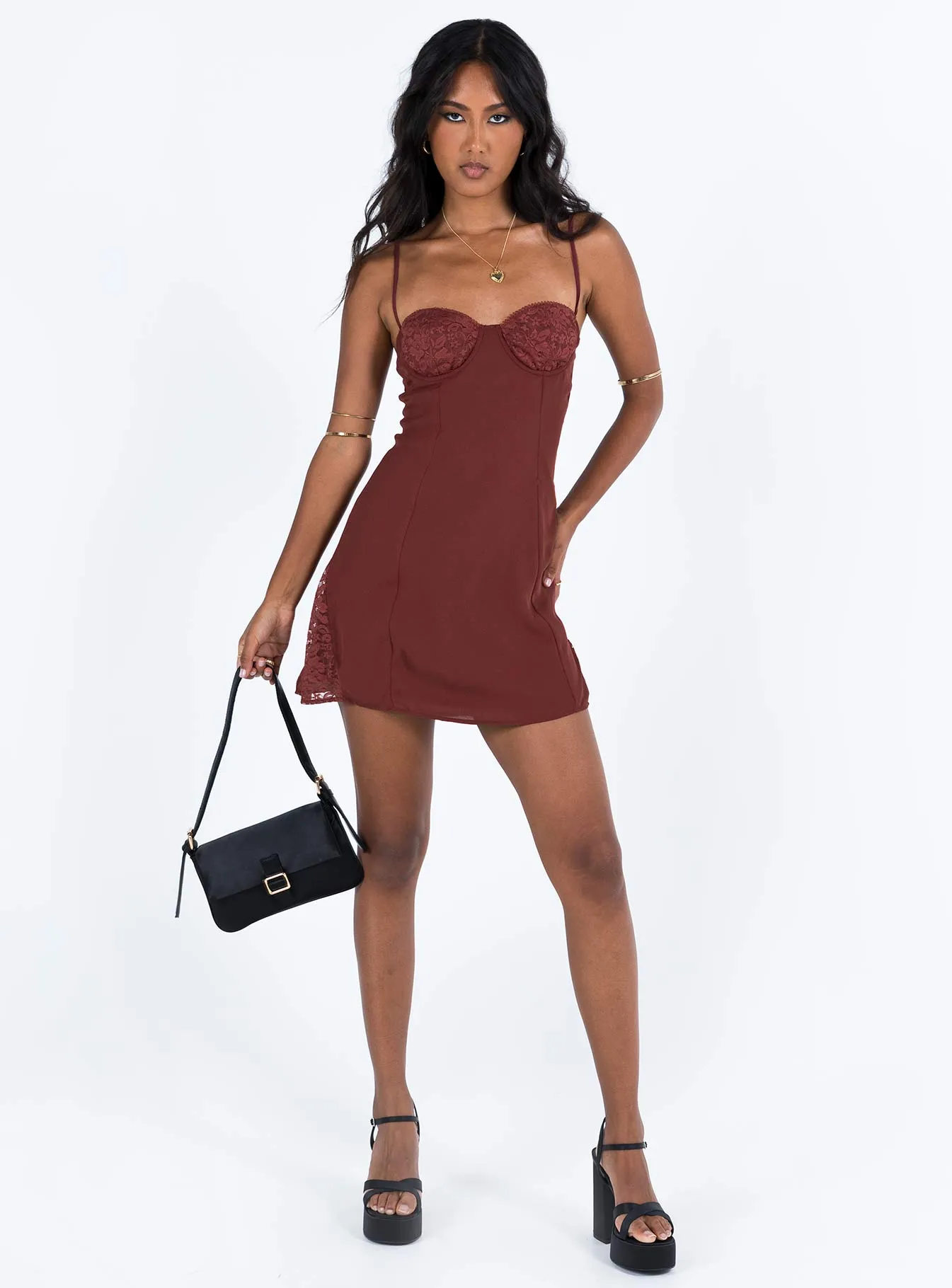 Laysan Lace Mini Dress Burgundy