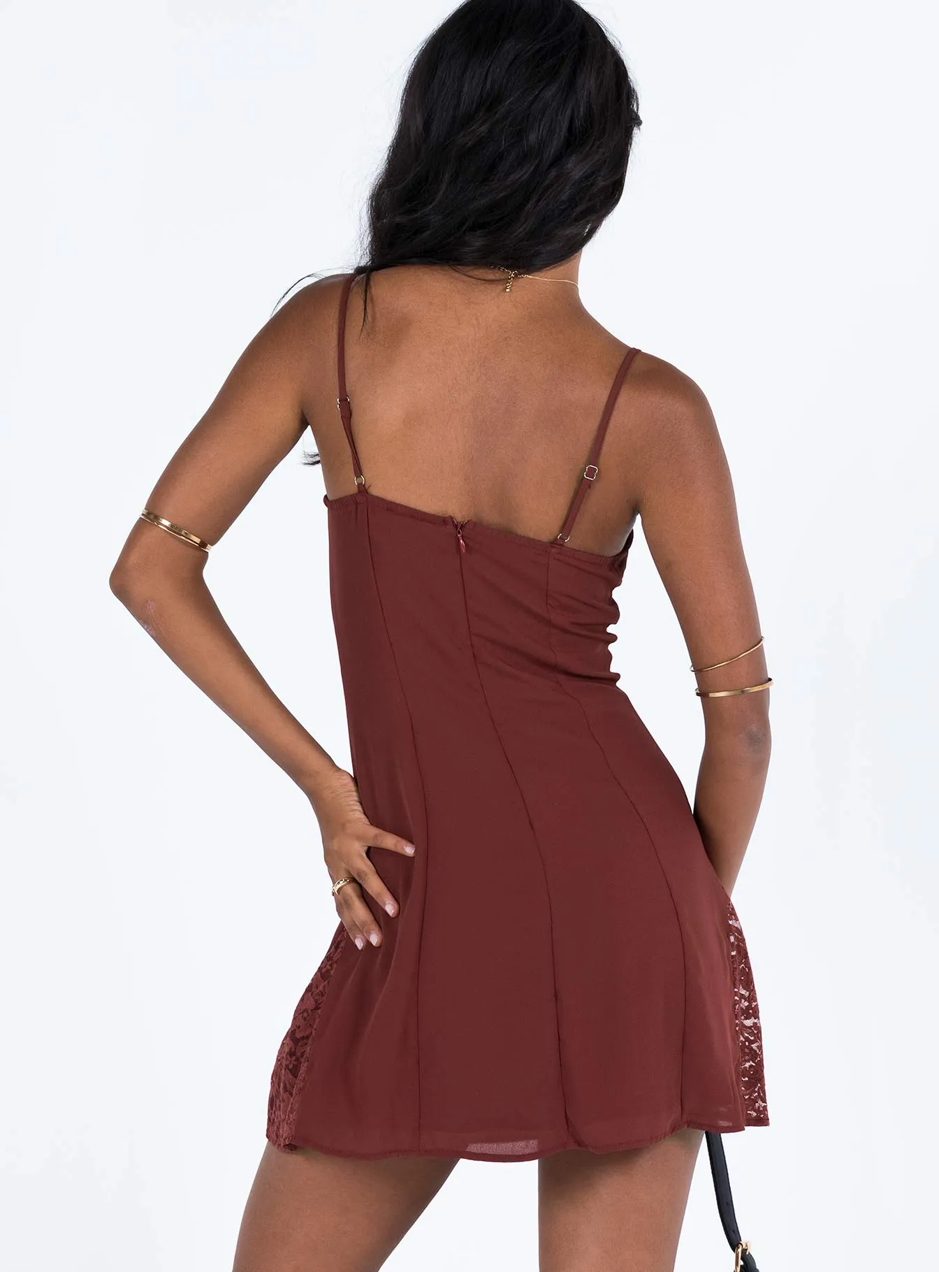 Laysan Lace Mini Dress Burgundy