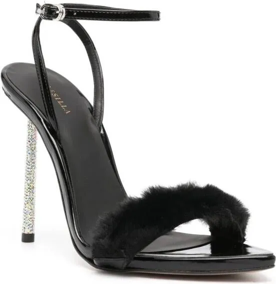 Le Silla Bella 105mm faux-fur sandals Black