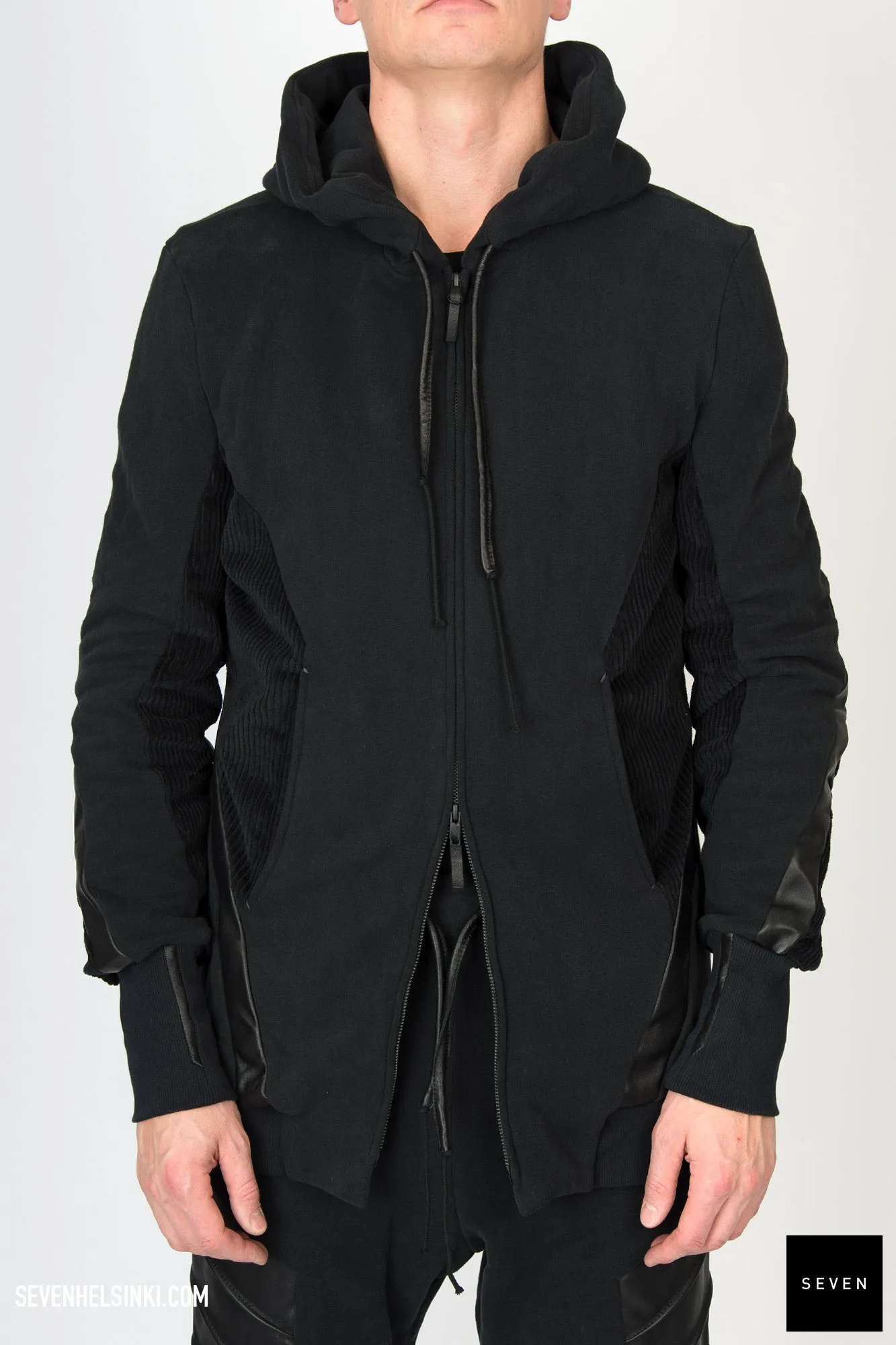 LEATHER DETAIL HOODIE