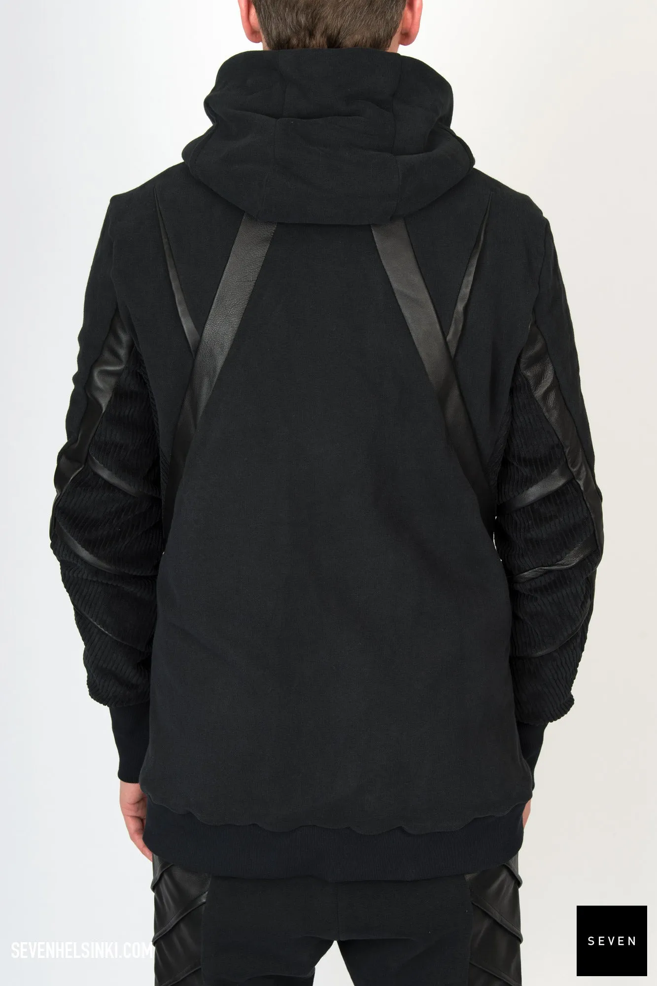 LEATHER DETAIL HOODIE