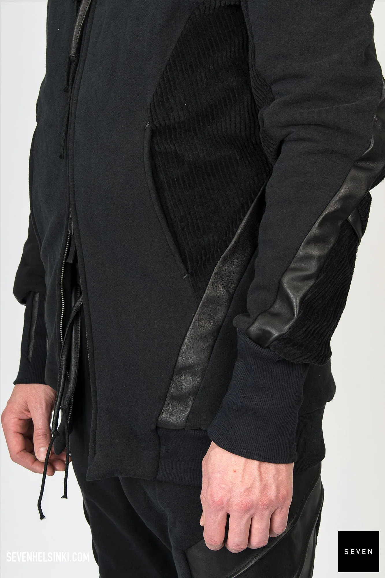 LEATHER DETAIL HOODIE