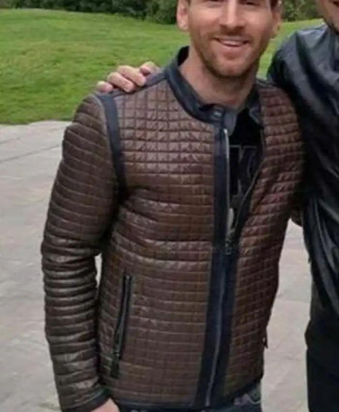 Lionel Messi Brown Leather Quilted Jacket - William Jacket