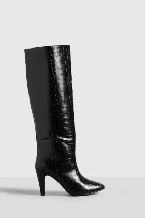 Low Heel Pointed Knee High Boots