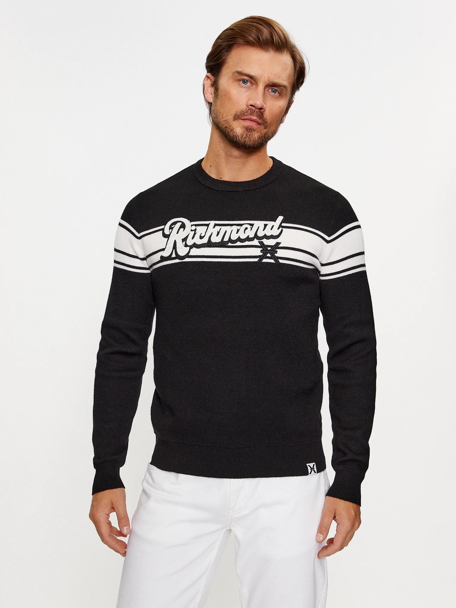 Maglione RICHMOND X sweater print logo nero/bianco