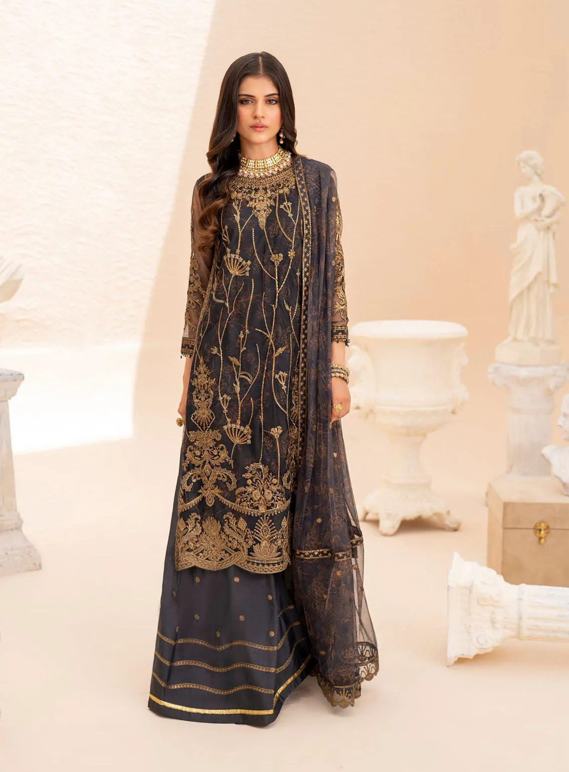 Maheer By Zarif Formal Embroidered Net 3 Piece Unstitched Suit ZF24M ZMU-05 SELENE