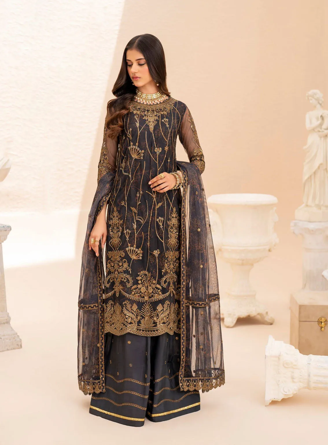 Maheer By Zarif Formal Embroidered Net 3 Piece Unstitched Suit ZF24M ZMU-05 SELENE