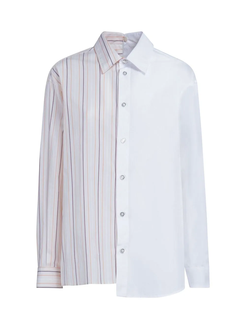 Marni Asymmetric Striped Pattern Shirt in Ivory