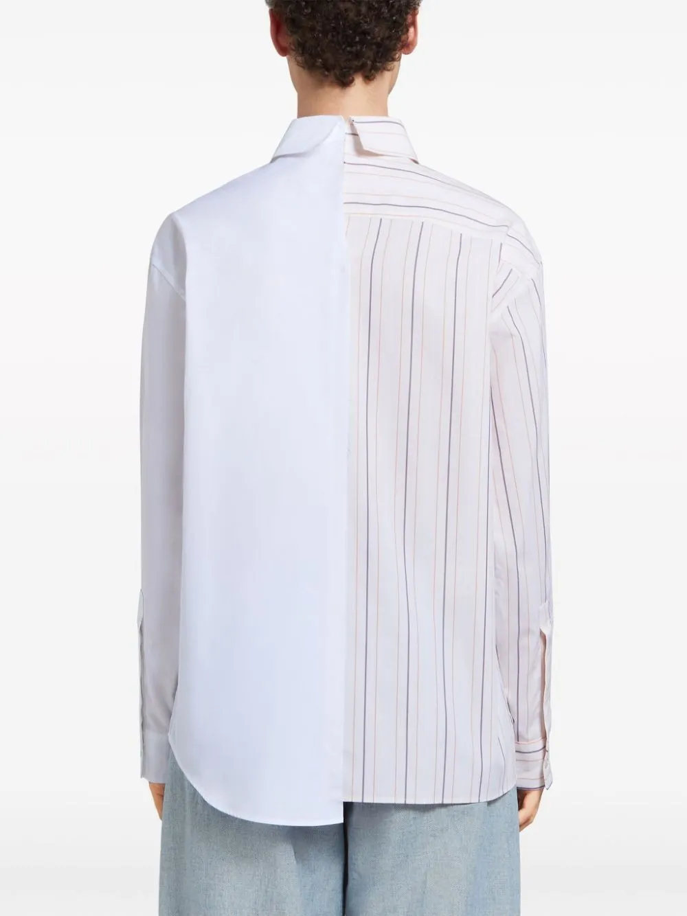 Marni Asymmetric Striped Pattern Shirt in Ivory