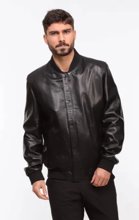 Men's black leather jacket \new ted\ teddy style