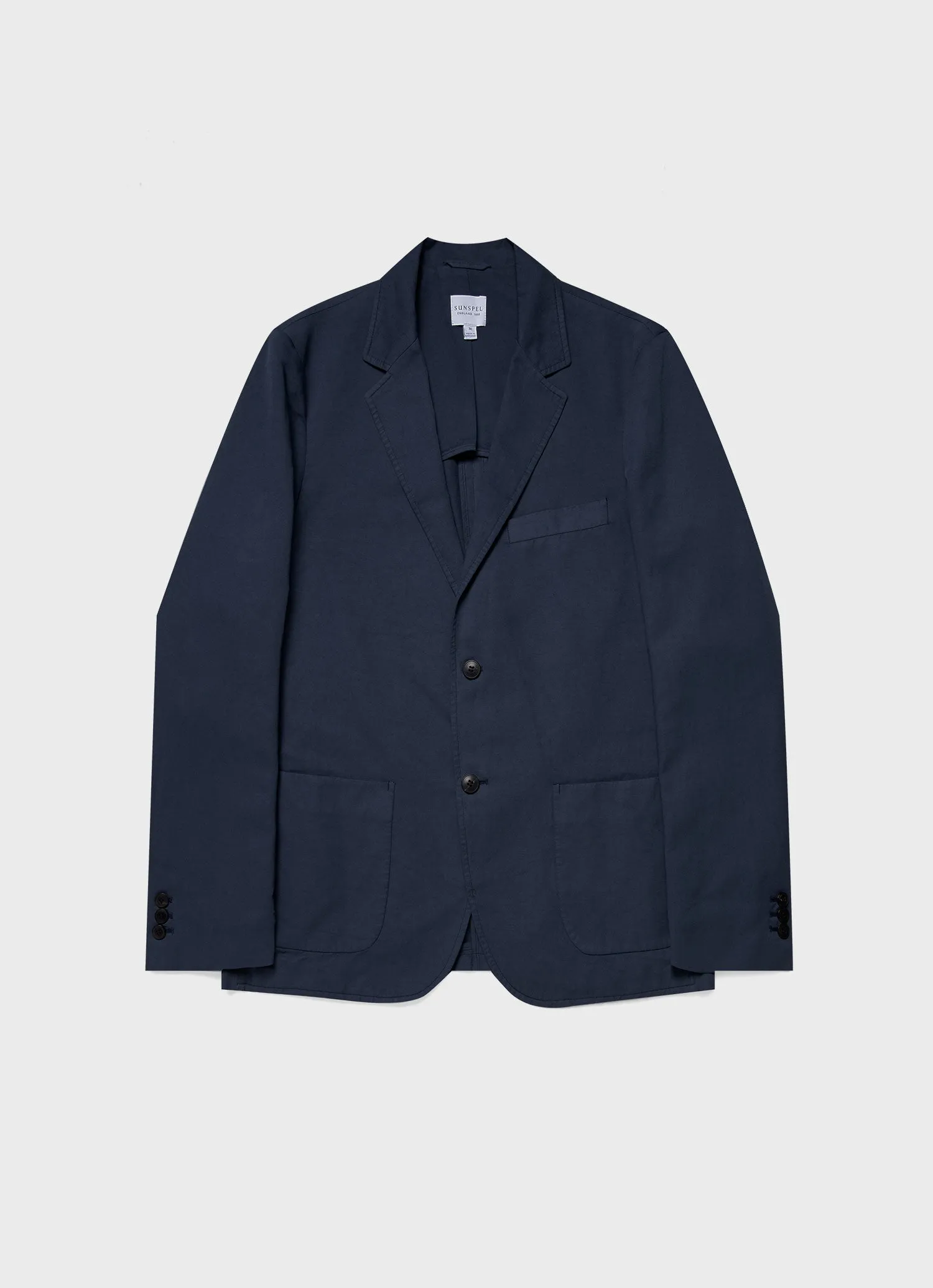 Men's Cotton Linen Two-Piece Suit in Navy