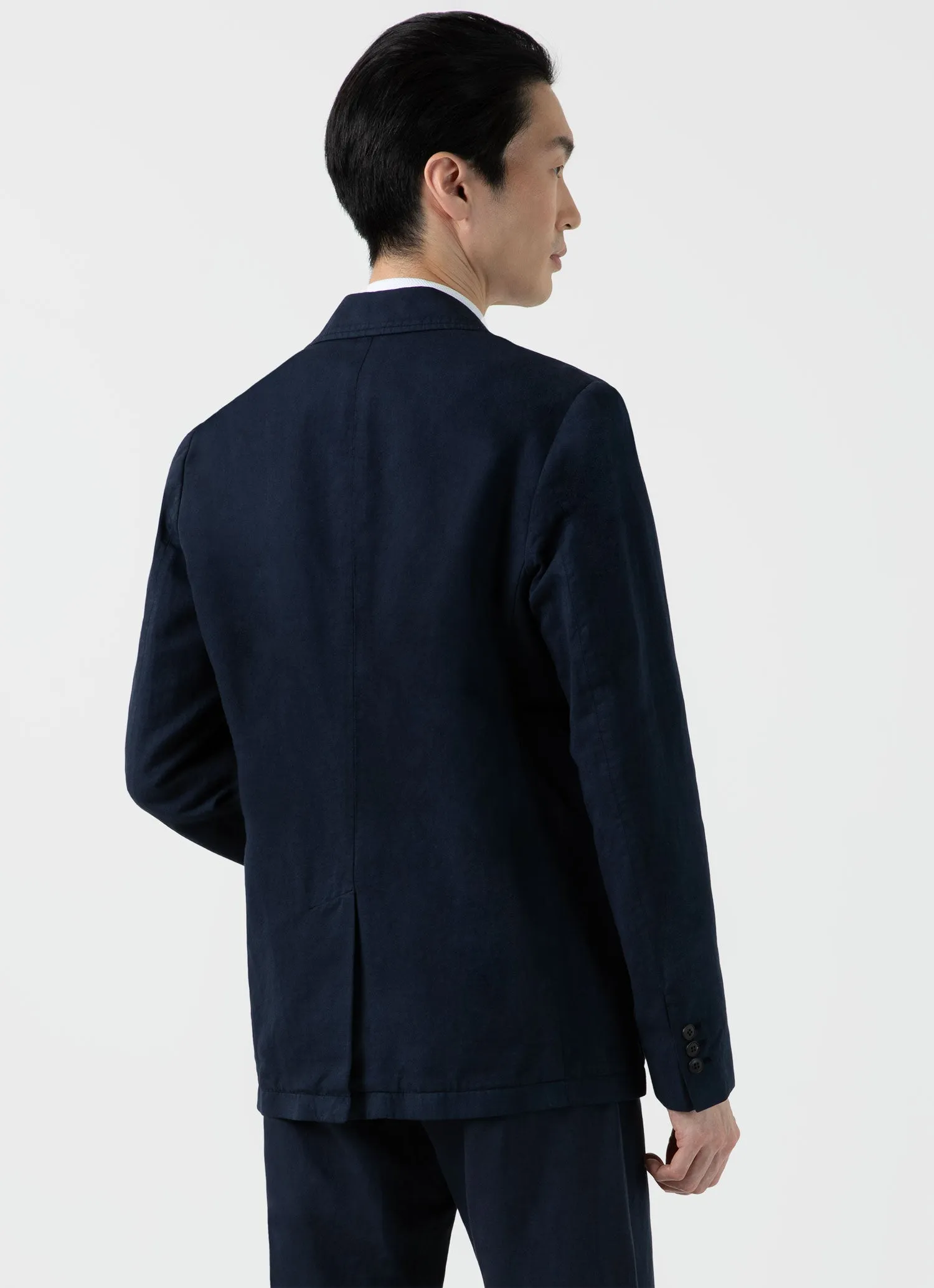 Men's Cotton Linen Two-Piece Suit in Navy