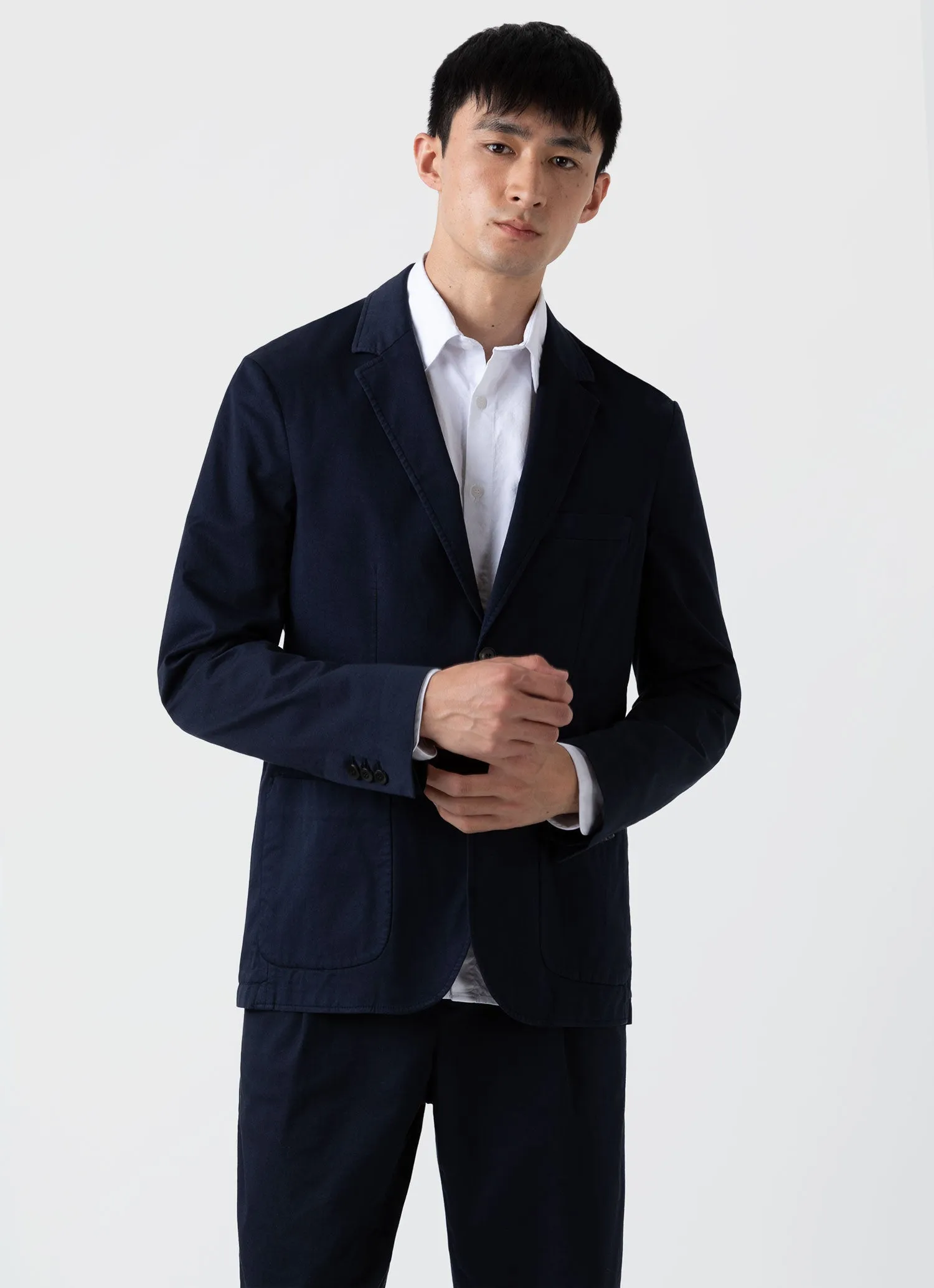 Men's Cotton Two-Piece Suit in Navy