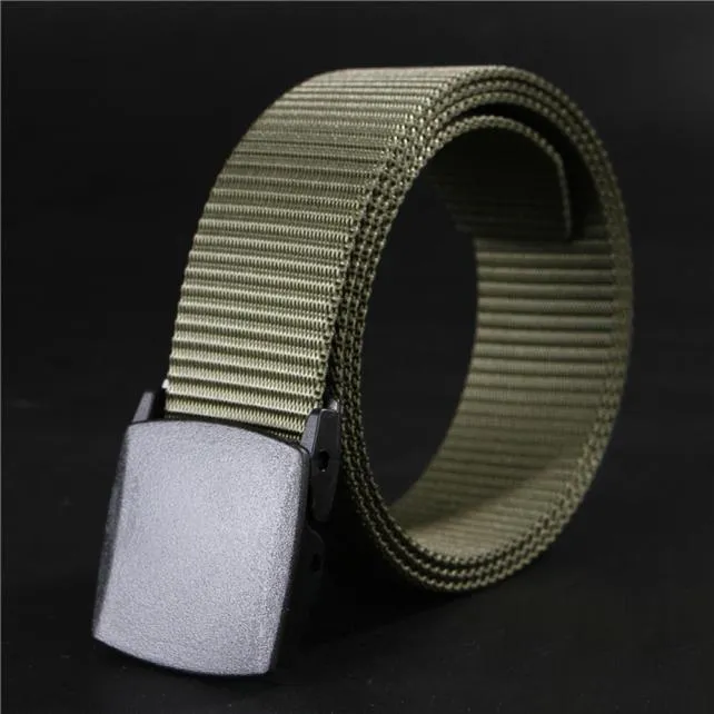 Mens Military Adjustable Canvas Belt With Plastic Buckle