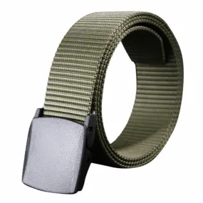 Mens Military Adjustable Canvas Belt With Plastic Buckle