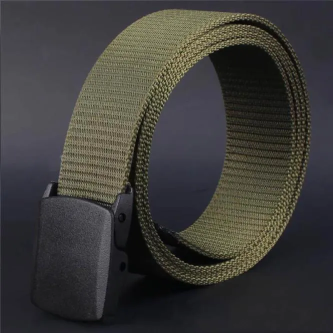 Mens Military Adjustable Canvas Belt With Plastic Buckle