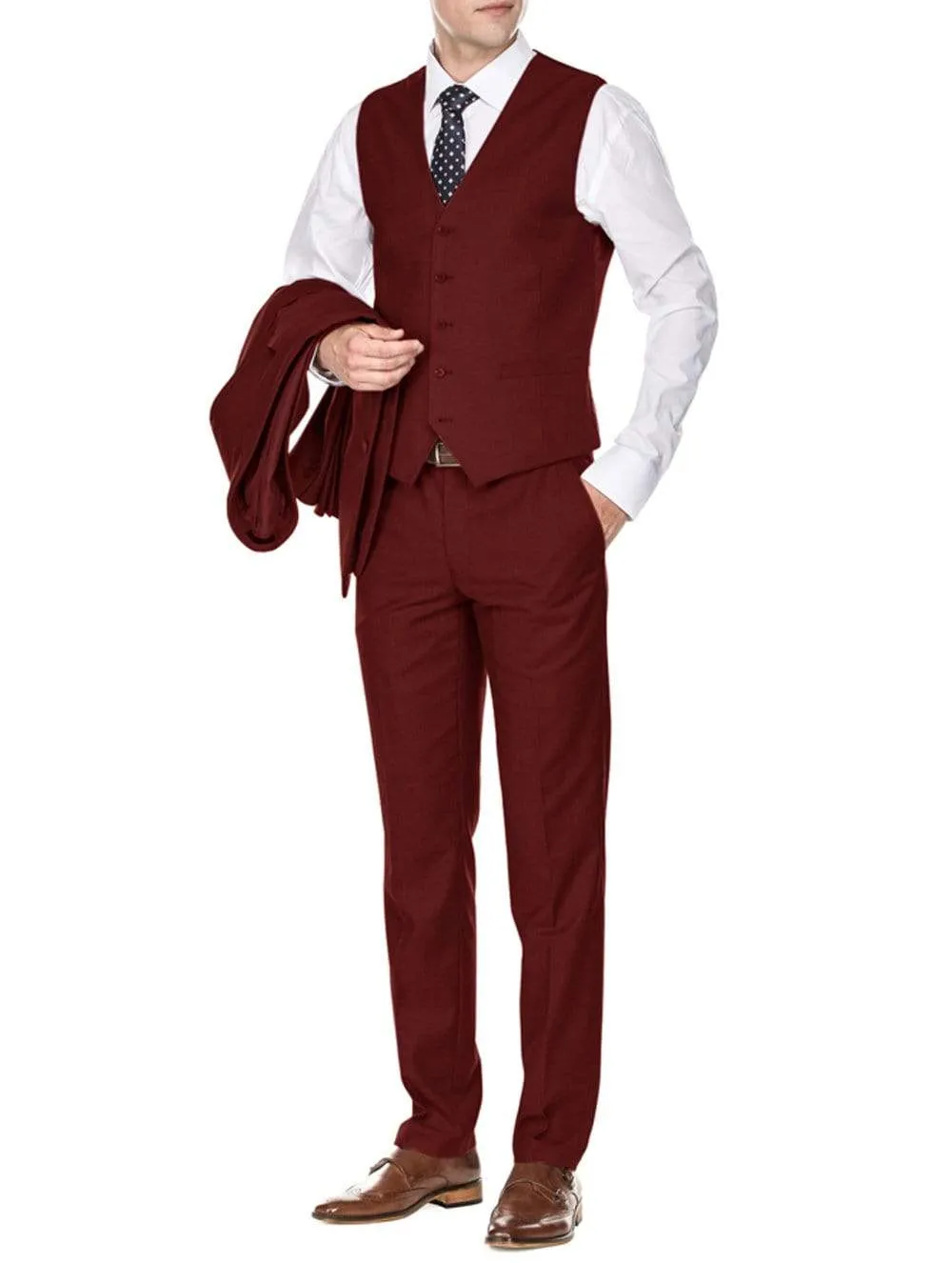 Men's Signature 3-Piece Slim Fit Suits (Burgundy, Lt Grey, Indigo)