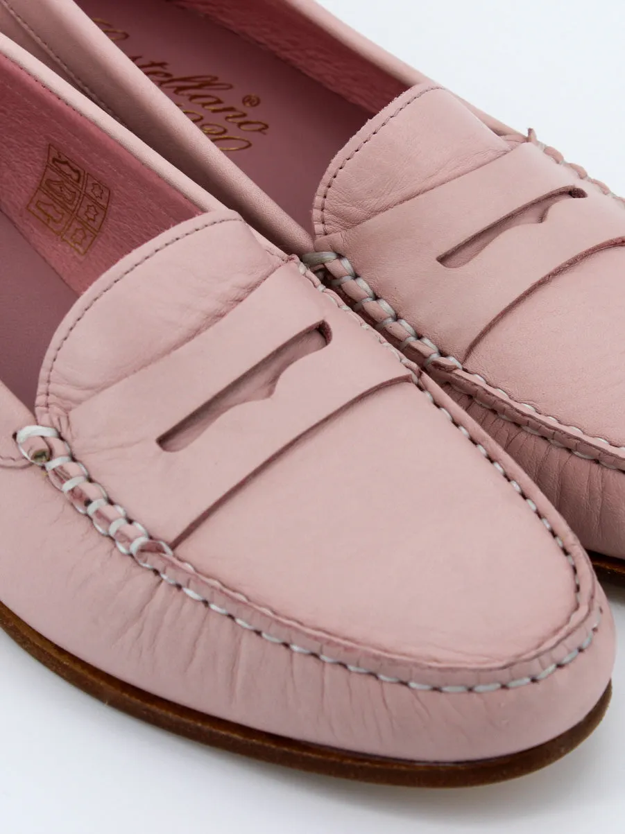 Mocasines de mujer Capri en piel de color rosa quarzo