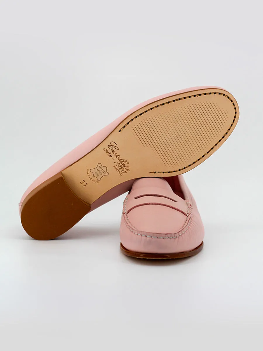 Mocasines de mujer Capri en piel de color rosa quarzo