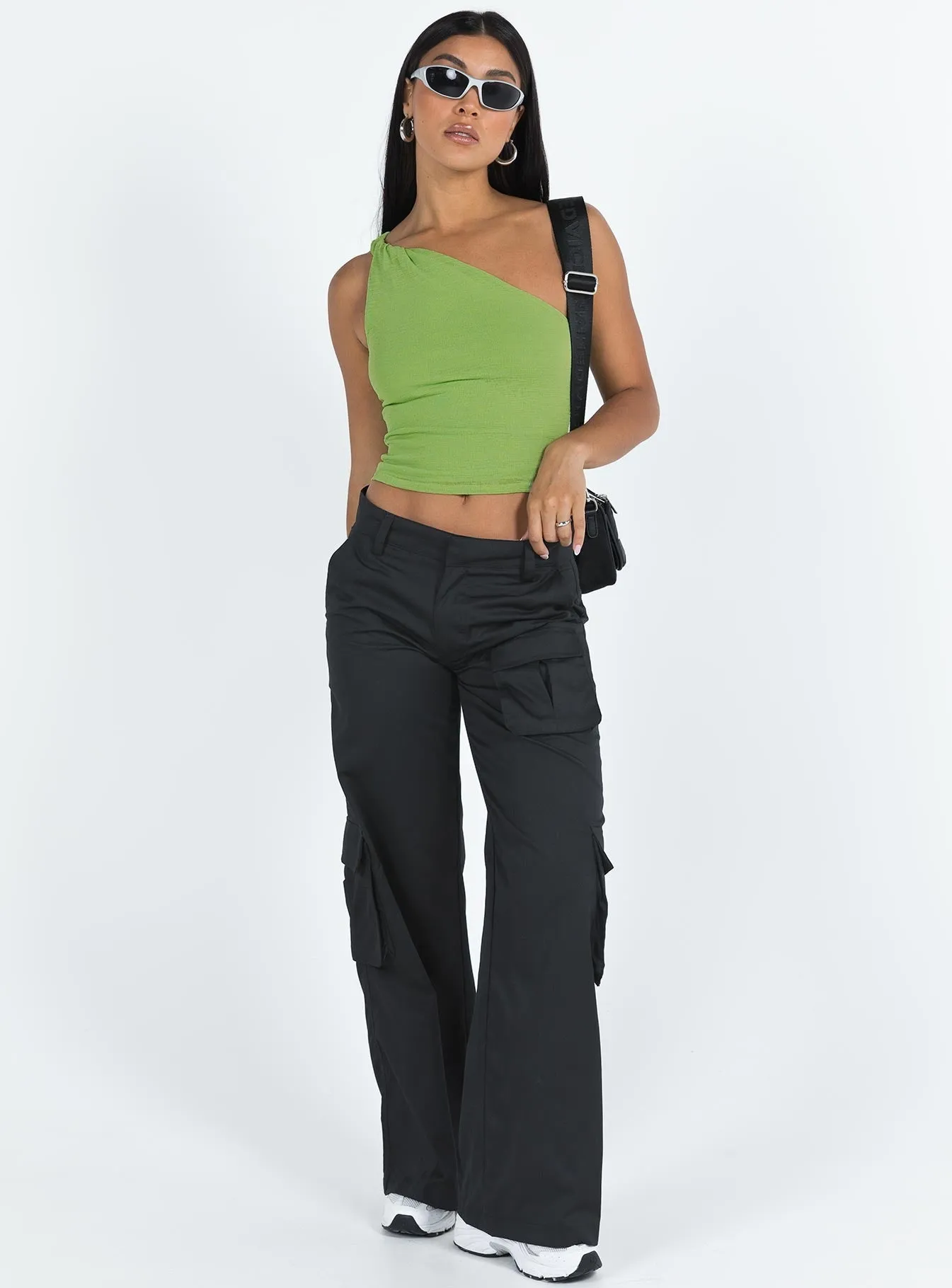 Moda One Shoulder Top Green