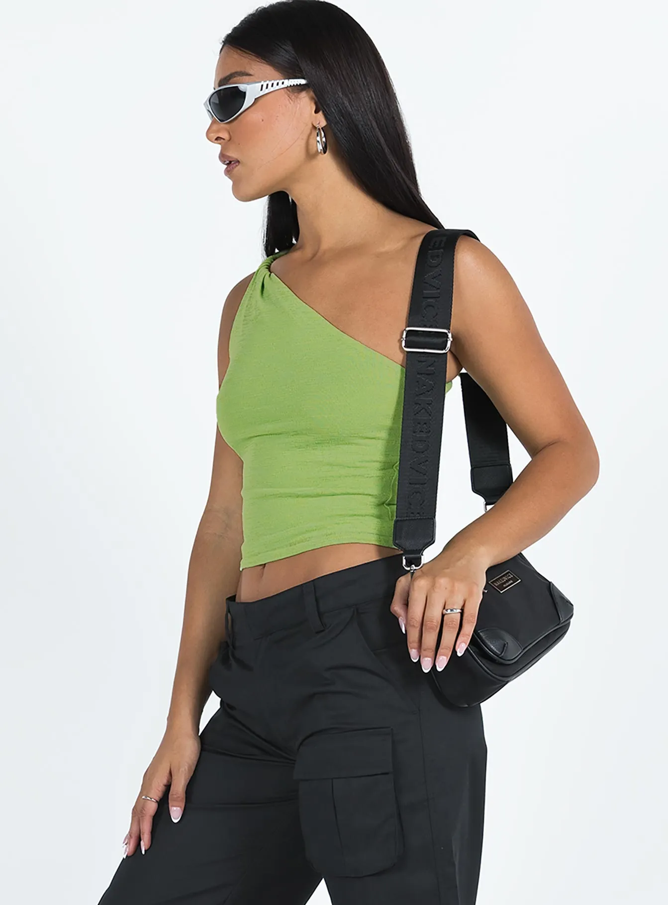 Moda One Shoulder Top Green