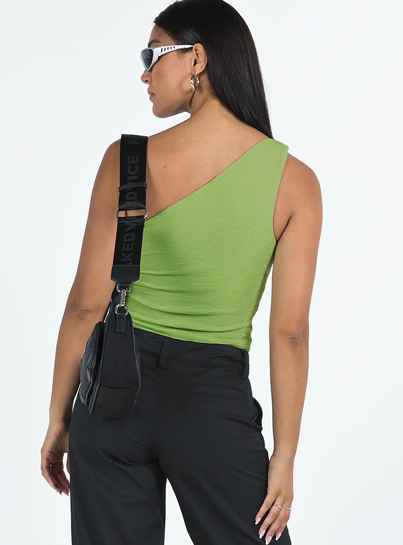 Moda One Shoulder Top Green