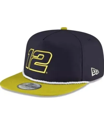 New Era Men's NASCAR Navy/Yellow Ryan Blaney Golfer Snapback Adjustable Hat