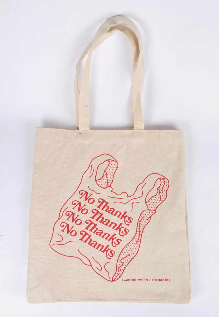 No Thanks Tote Bag - natural