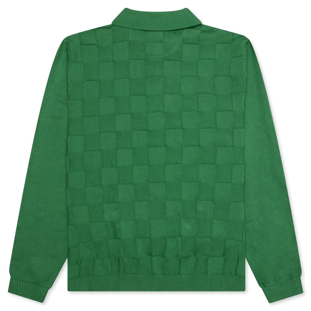 Palmer Checked L/S Sweater Polo - Augusta Green