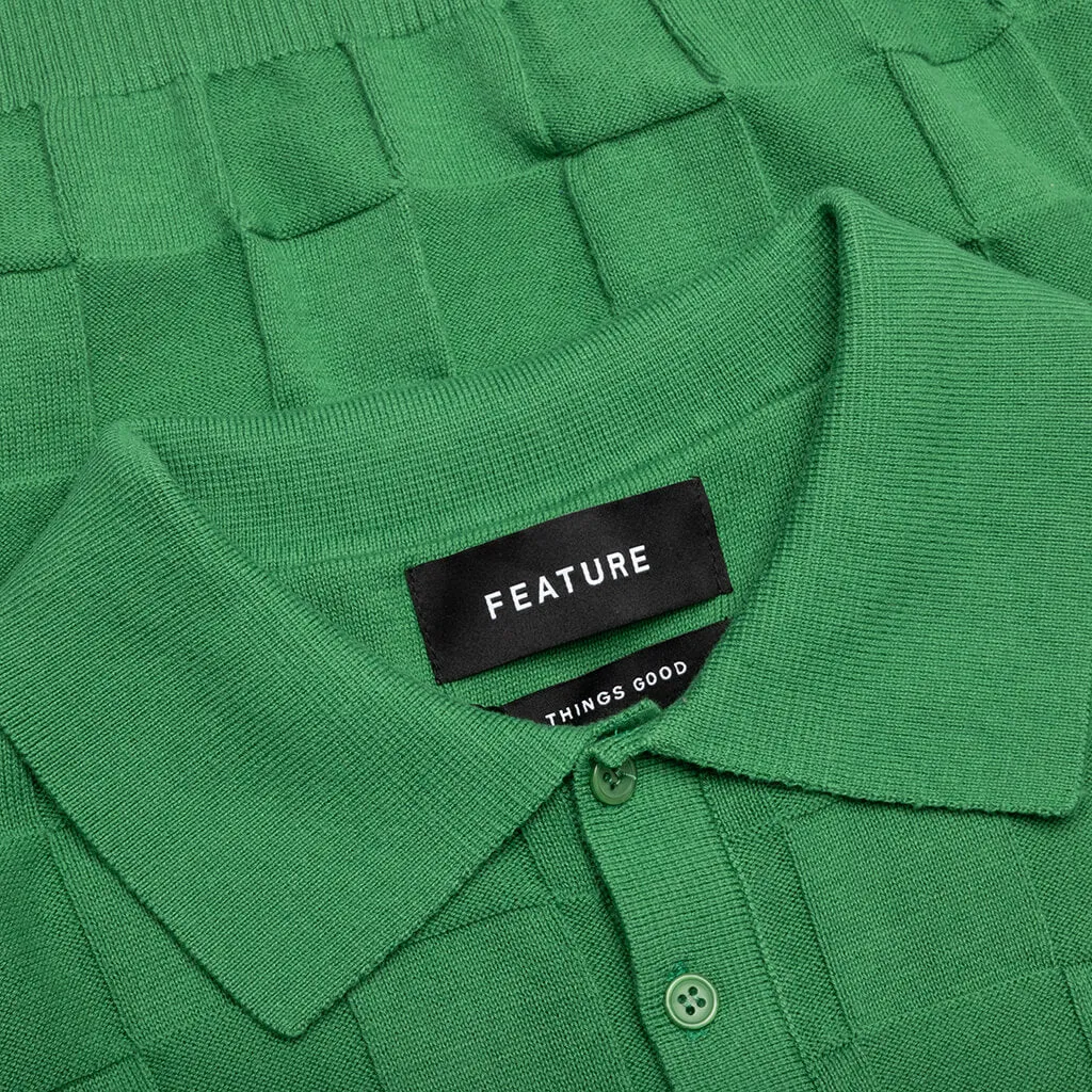 Palmer Checked L/S Sweater Polo - Augusta Green