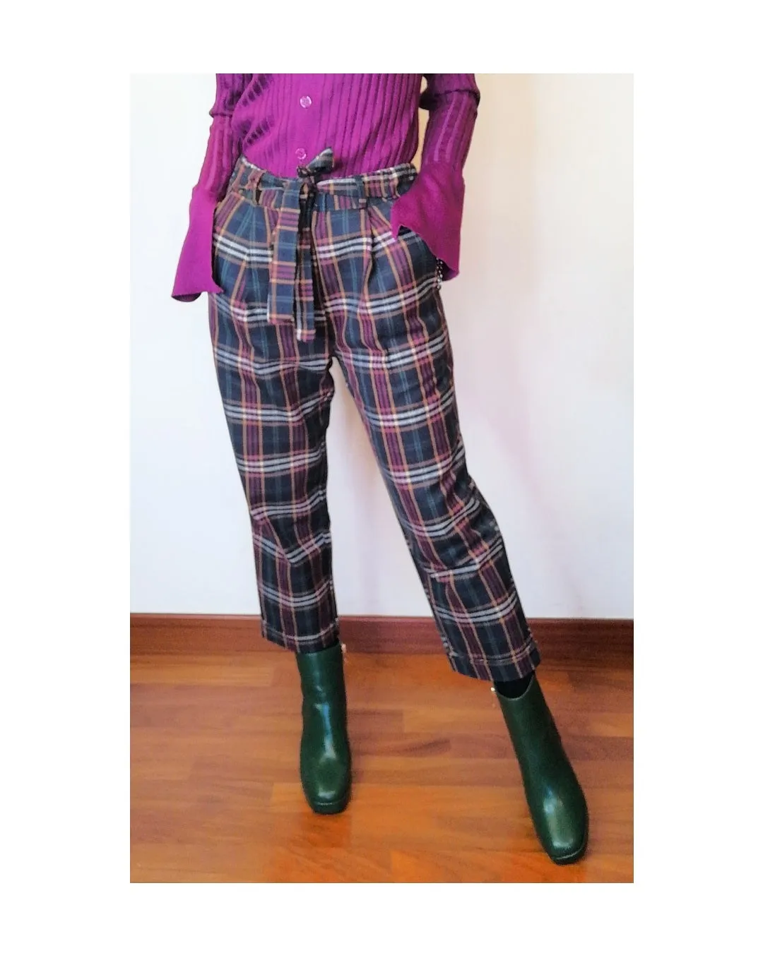 Pantalone 'Capri' tartan blu: S!