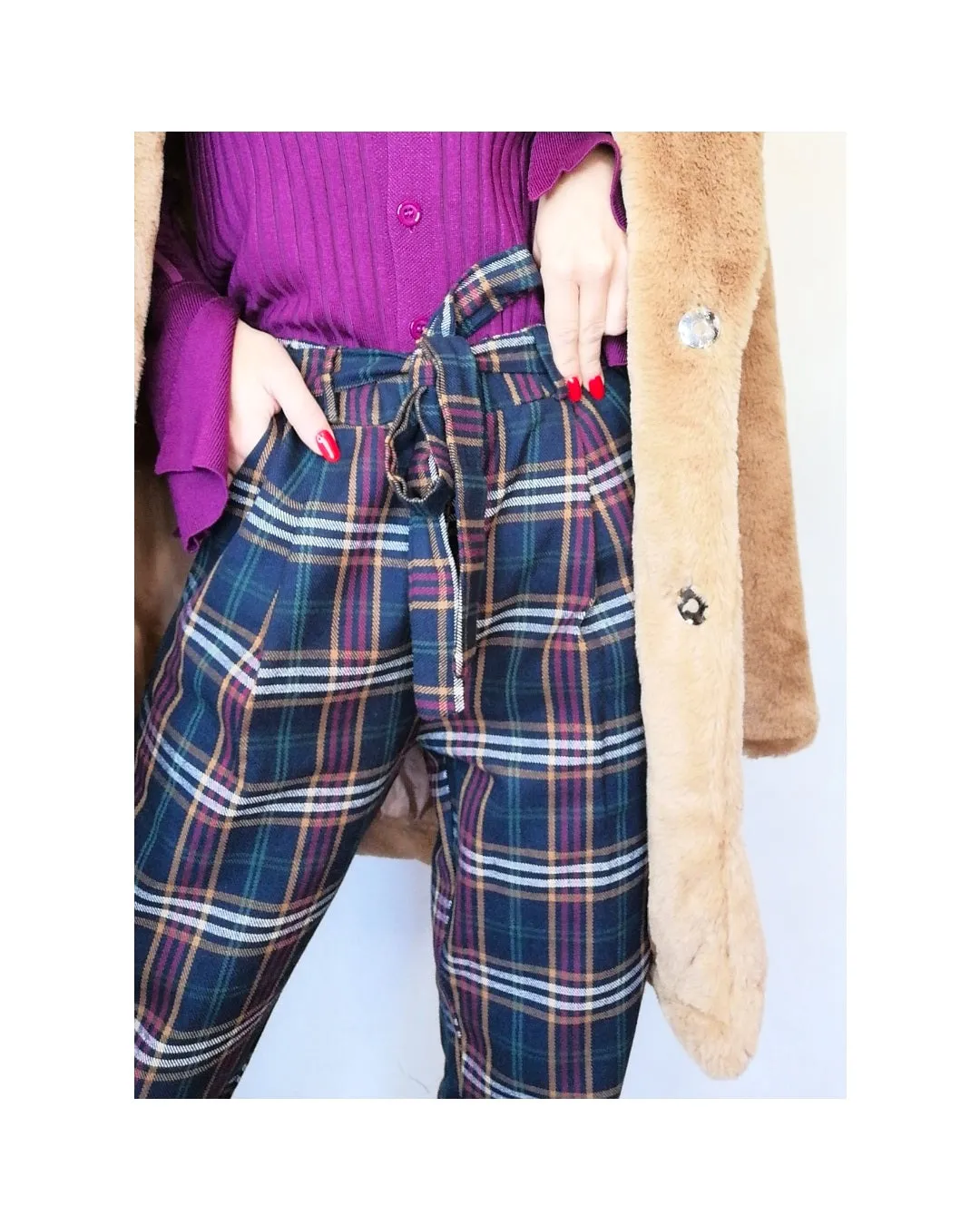 Pantalone 'Capri' tartan blu: S!