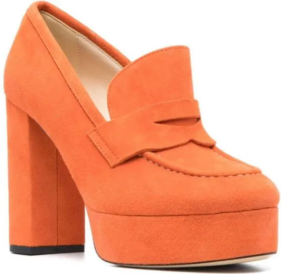 P.A.R.O.S.H. penny-slot 115mm suede platform sandals Orange