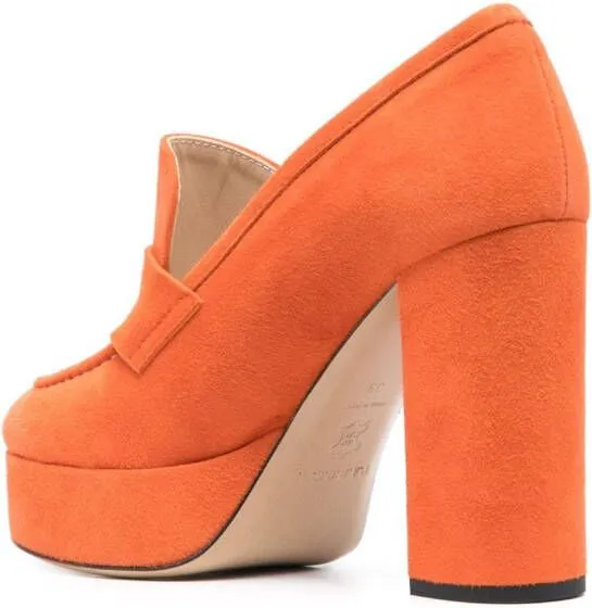 P.A.R.O.S.H. penny-slot 115mm suede platform sandals Orange