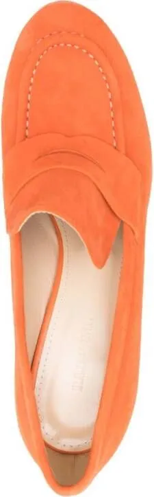 P.A.R.O.S.H. penny-slot 115mm suede platform sandals Orange