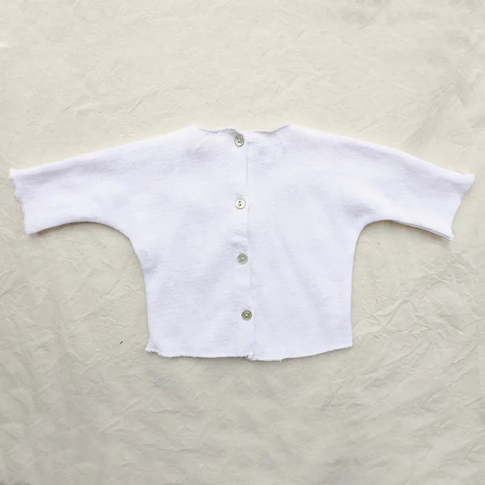 Pequeno Tocon Baby Jersey Bat Wing Sweater White