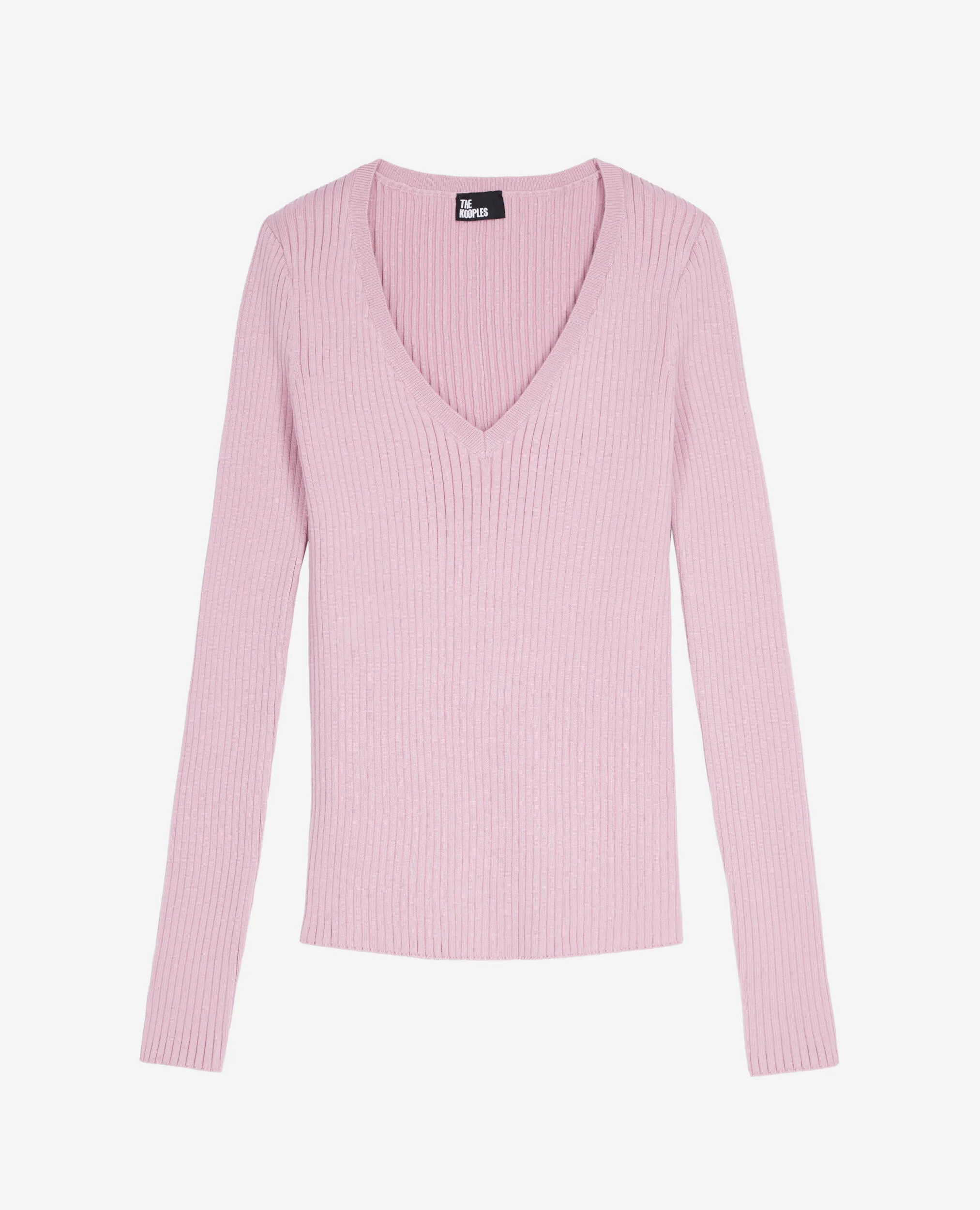 Pink ribbed knit sweater