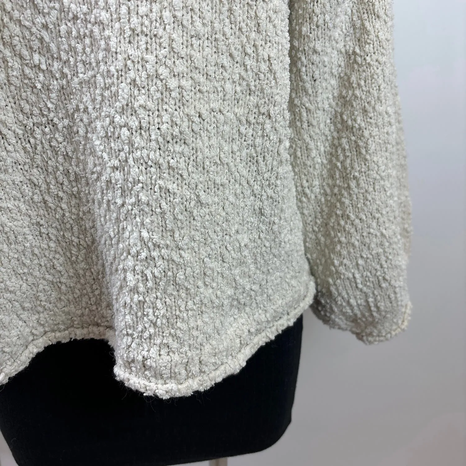 POL Womens White Pocorn Knit Balloon Long Sleeve Pullover Oversized Sweater S