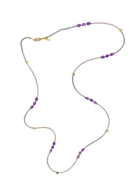 Purple Gemstone Color Matching versatile Long Necklace LN019