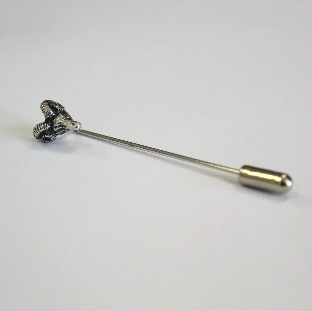 Ram Ascot Stickpin Stick Pin Lapel Sterling Pin